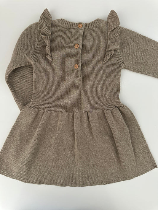 Baby Strickkleid Braun Rüschen C&A Gr. 80