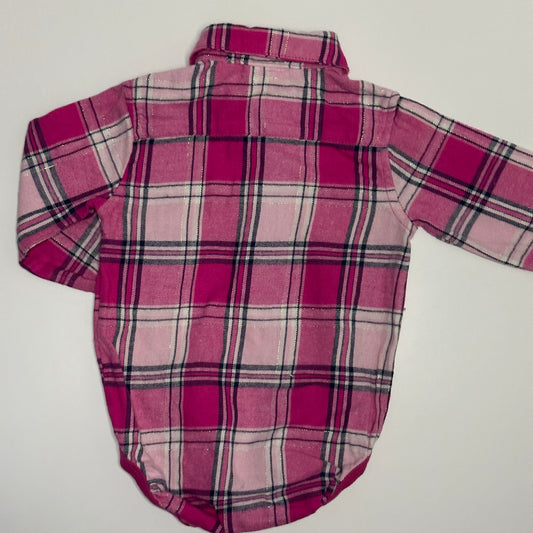 Baby Hemd-Body kariert pink Gr. 74/80
