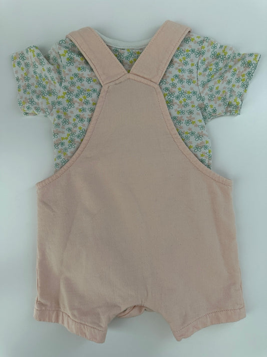 Baby Set Latzshorts & T-Shirt Rosa Blumen Smile Gr. 62