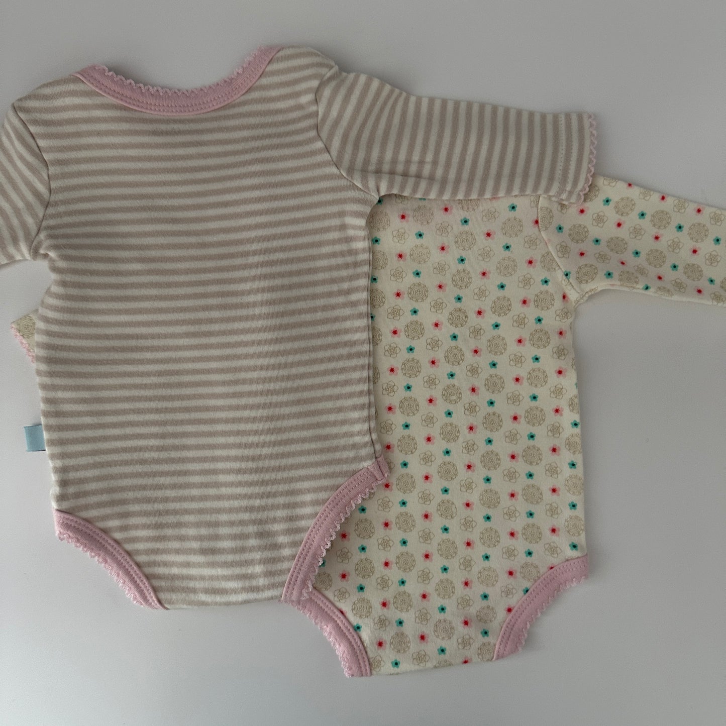 Baby Body Set Langarm 2er Pack BORNINO Gr. 62 Rosa/Beige