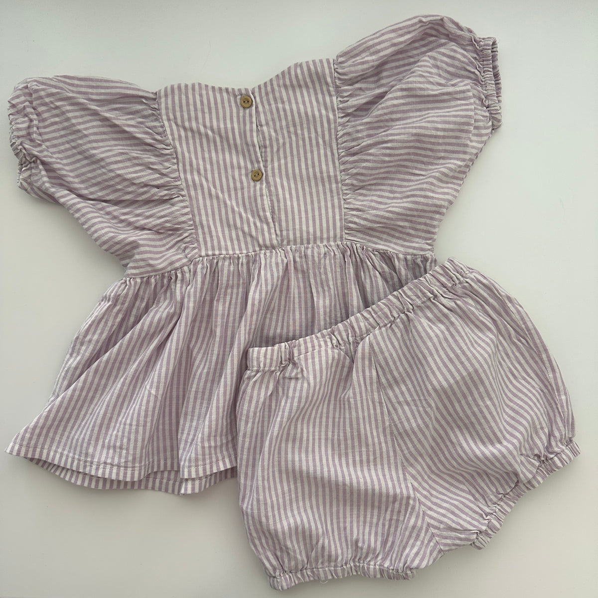 H&M 2-teiliges Mädchen-Set Kleid & Bloomer Lila-Weiss Gr. 92