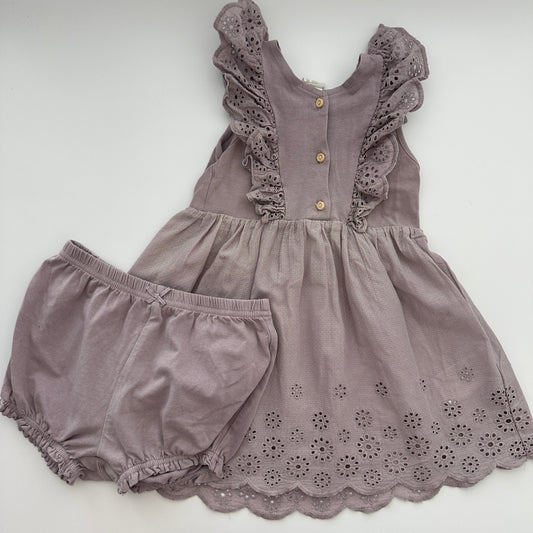 H&M Baby Kleid mit Bloomers Altrosa/Lila Gr. 92