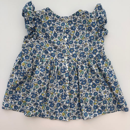 Mädchen Baumwollbluse mit Blumenmuster & Rüschen Gr. 74