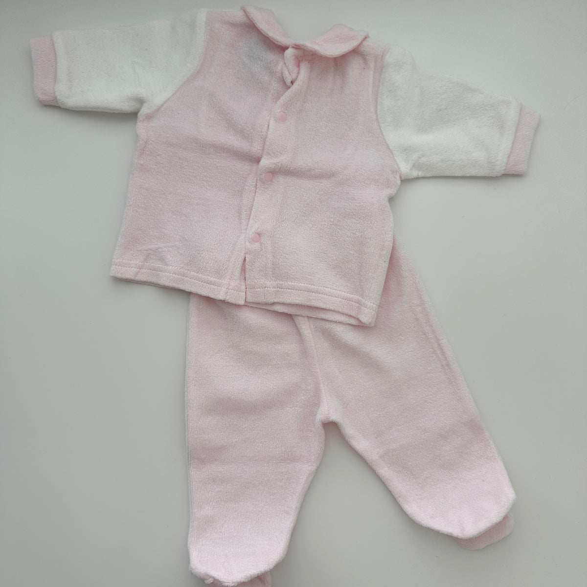 Baby Set Rosa & Weiss mit Spitzen-Details – Grösse 50/56