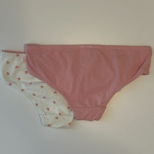 2er-Set Mädchen Slips – Rosa & Weiß mit Herzmuster, Grösse 110/116