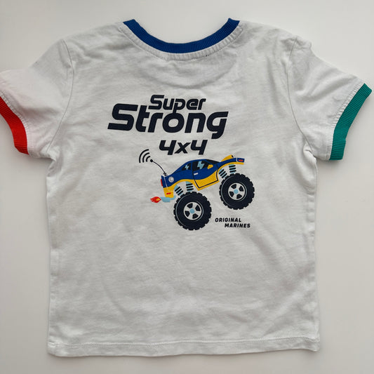 Original Marines Jungen T-Shirt mit Monstertruck-Print Weiss – Gr. 3 Jahre