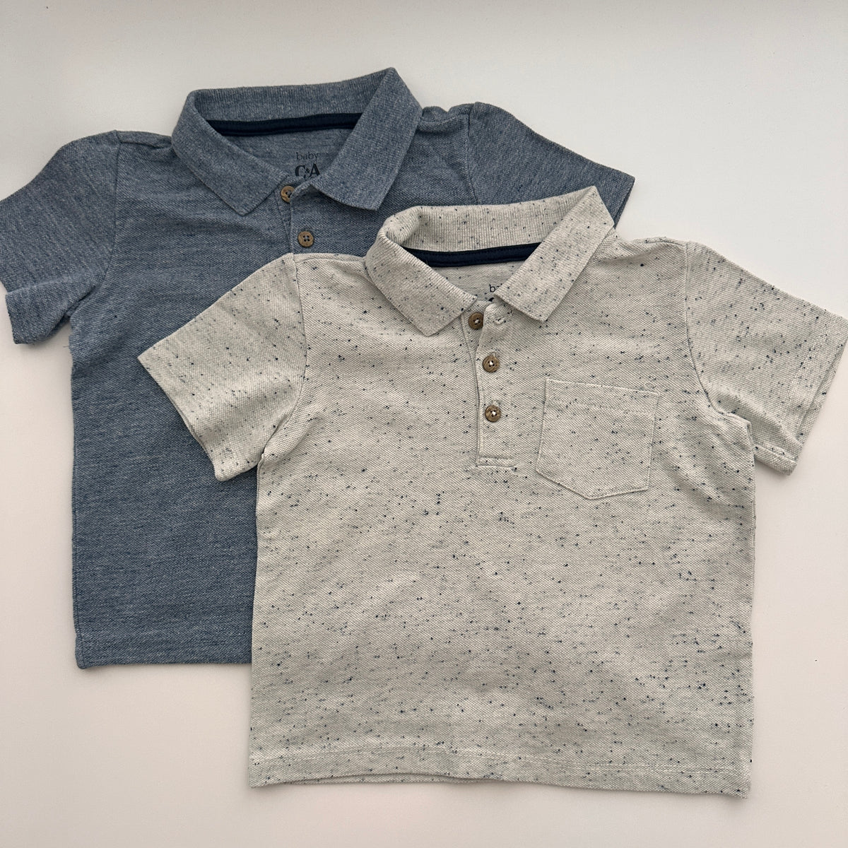 C&A Baby Jungen 2er-Set Poloshirts Blau & Grau – Gr. 98