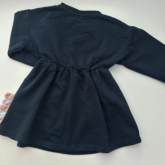 Dunkelblaues Sweatkleid mit Rockteil – lupilu – Grösse 98/104