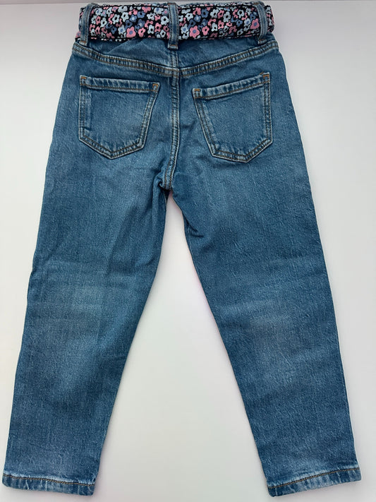H&M Jeans mit Blumen-Gürtel – Grösse 98