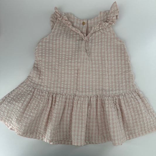 Baby Kleid Musselin Rosa Kariert Gr. 86