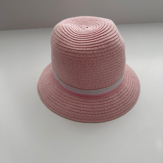 Kinder Sommerhut Rosa mit Schleife und Hutband 3-6 Monate