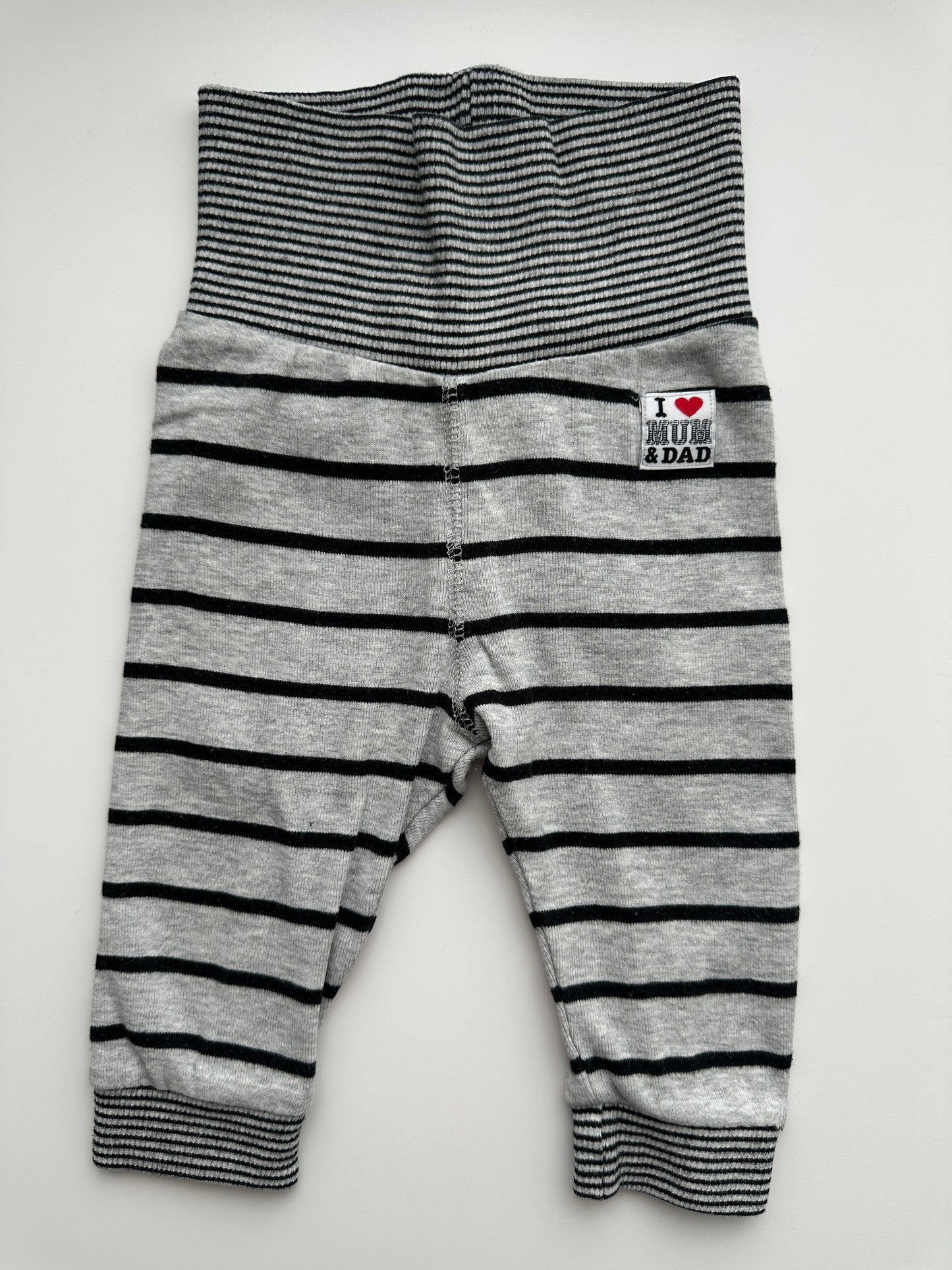 H&M Baby Hose Gestreift Gr. 62 – Grau Schwarz mit Komfortbund