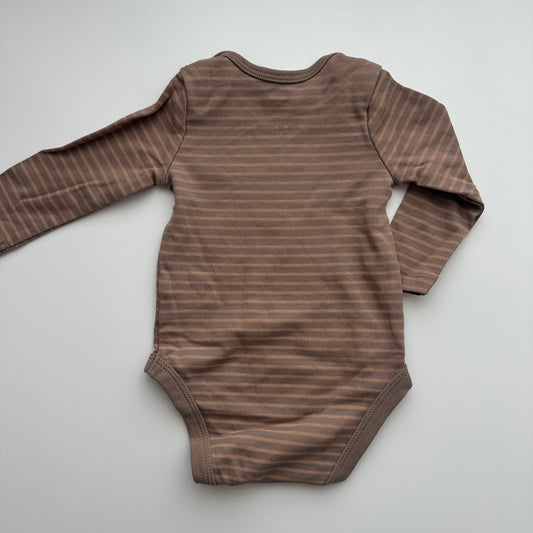 C&A Baby Langarmbody Dad Is My Hero Braun Gestreift Gr. 62