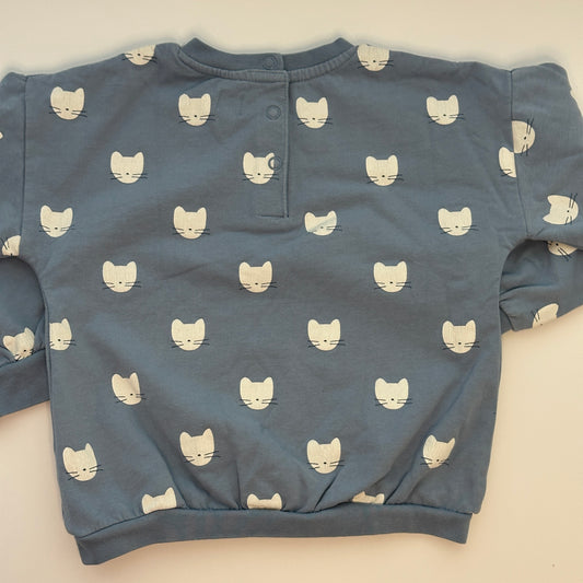 Baby Sweatshirt mit Katzenmuster aus Baumwolle – Grösse 94