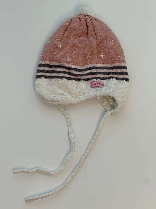 Maximo Baby-Strickmütze mit Bindebändern – Grösse 43 (4-9 Mt)