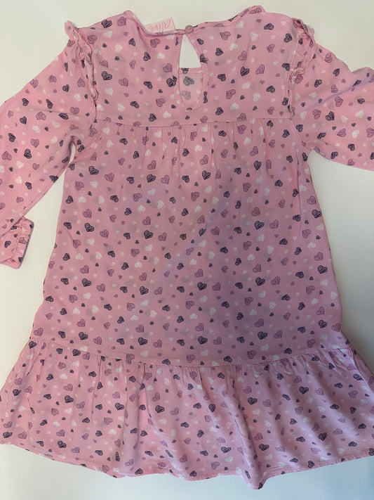 Alive Kleid Rosa mit Herzchen Print Gr. 116 | Lenzing Ecovero