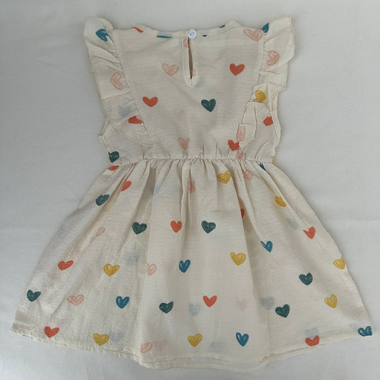 Mädchen Kleid Herzen Creme Gr. 90