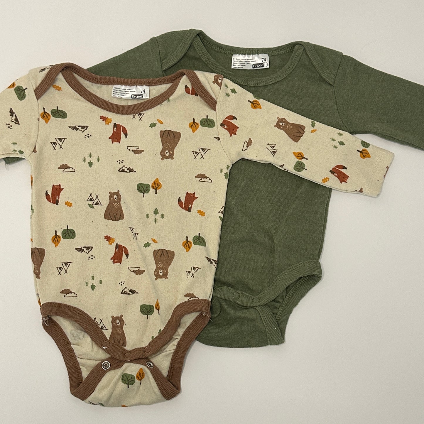 2er-Set Langarmbodys „Waldtiere & Hug Me“ Gr. 74