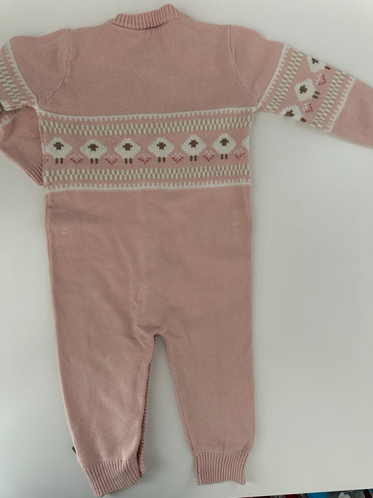 Baby Strickoverall Jäcky Gr. 74 Rosa mit Schaf Muster