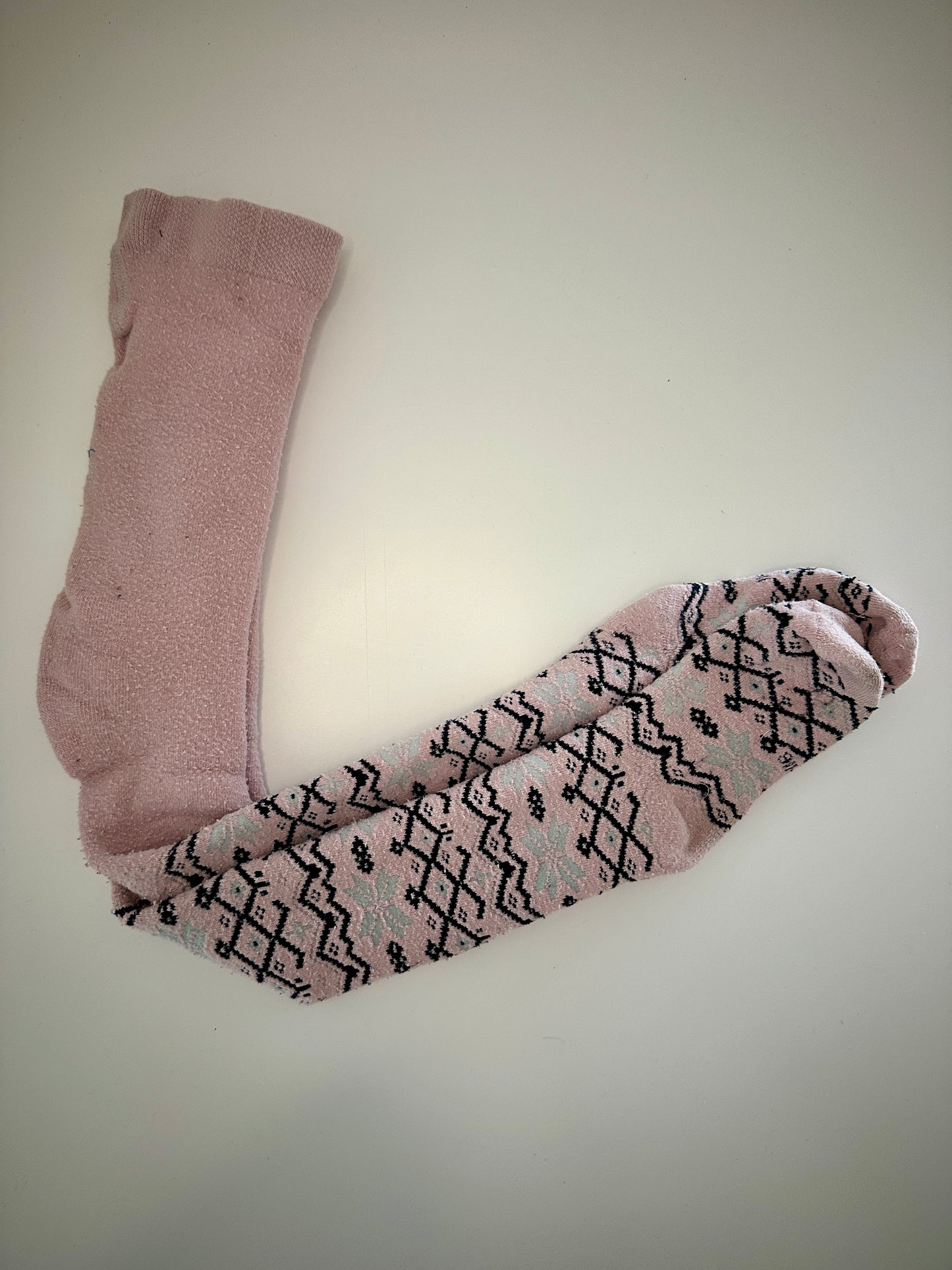 Dicke Strumpfhose in Rosa mit Wintermuster Gr. 110/116