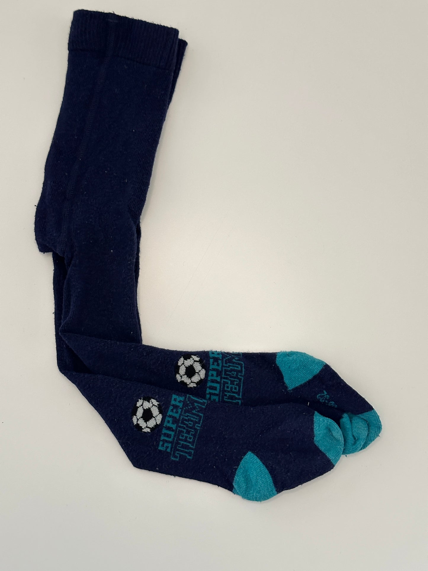 Dunkelblaue Strumpfhose mit Fussballmotiv Gr. 86/92