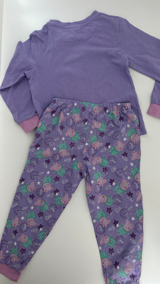 Peppa Wutz Kinder Schlafanzug Gr. 110/116 – Lila 2-teilig aus Baumwolle