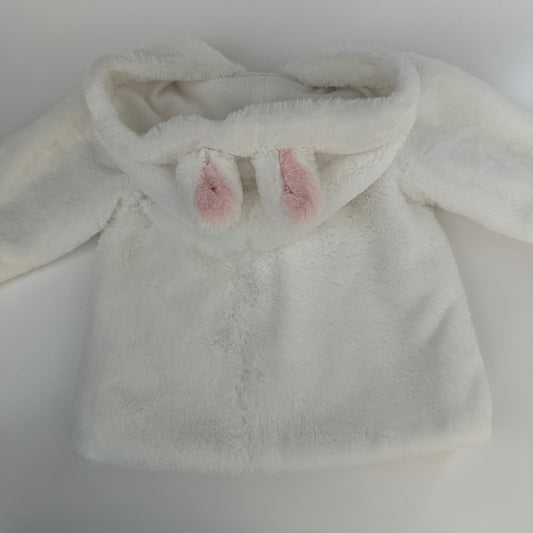 Baby Teddyjacke Pink Rabbit Weiss mit Ohren Gr. 92 (18–24 Monate)