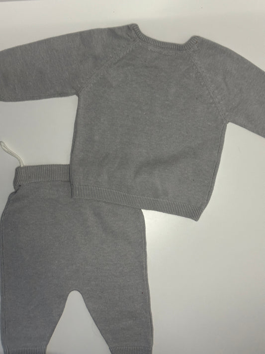 Baby Strickset grau mit Bären Gr. 68