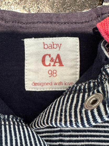 Kleid mit Träger und roter Schlaufe Gr. 98