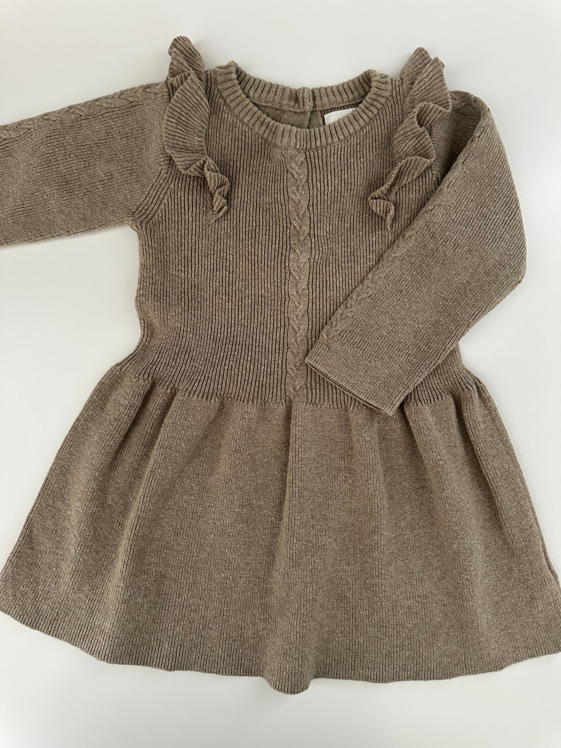 Baby Strickkleid Braun Rüschen C&A Gr. 80