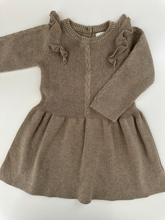 Baby Strickkleid Braun Rüschen C&A Gr. 80