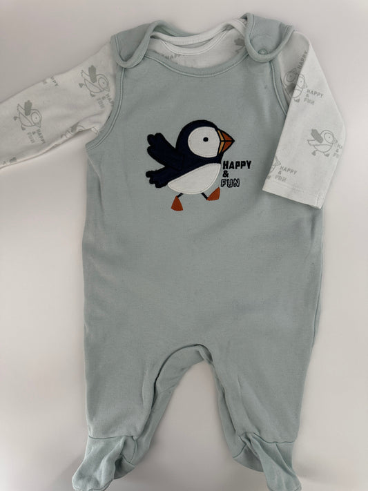 Baby Strampler Vogel Mint Gr. 62