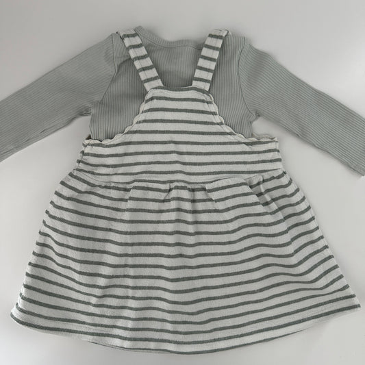 Baby Latzkleid Set Streifen Grün Gr. 68