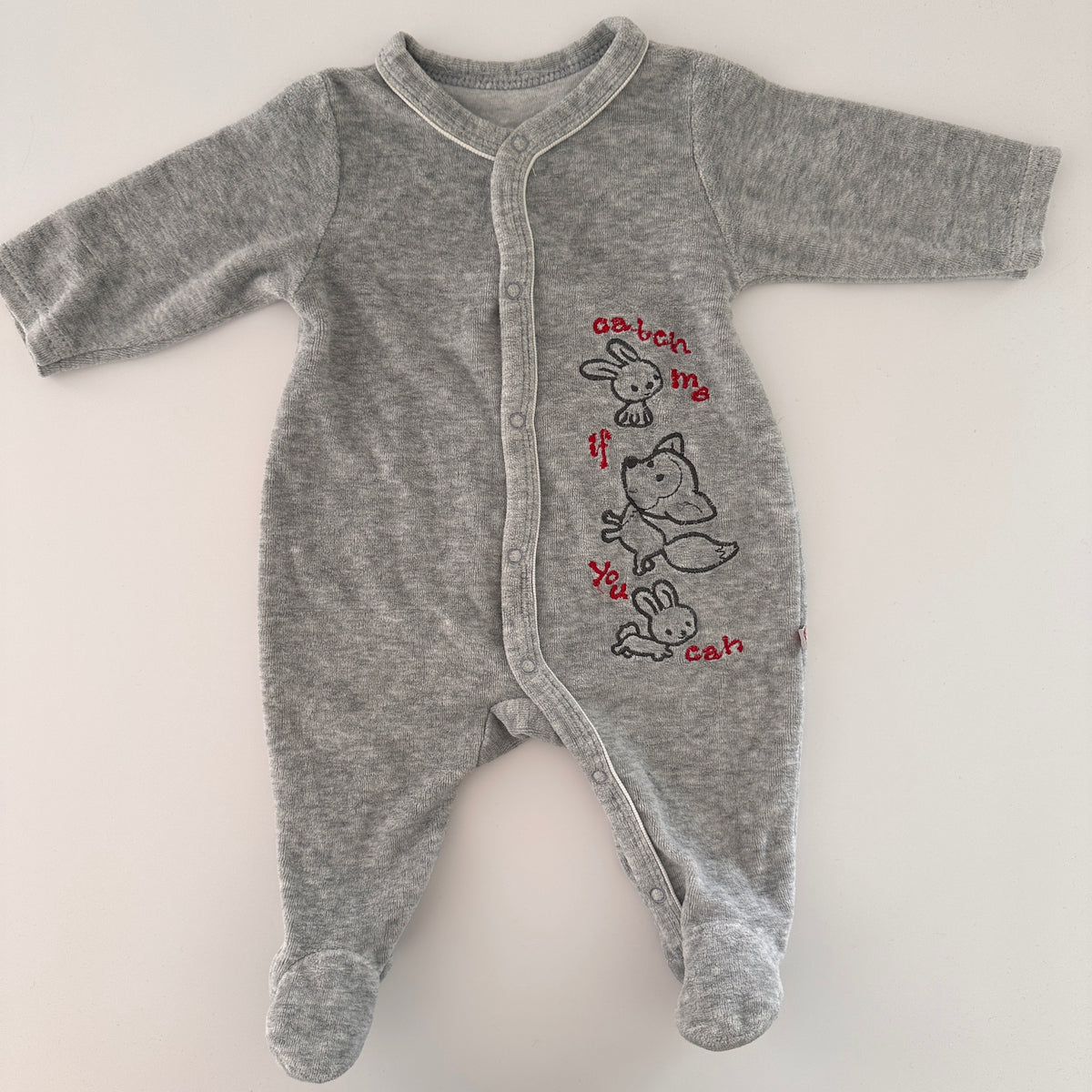 Baby Strampler mit Tiermotiven Grau – Gr. 62