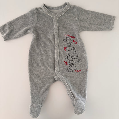 Baby Strampler mit Tiermotiven Grau – Gr. 62