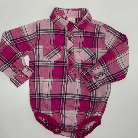 Baby Hemd-Body kariert pink Gr. 74/80