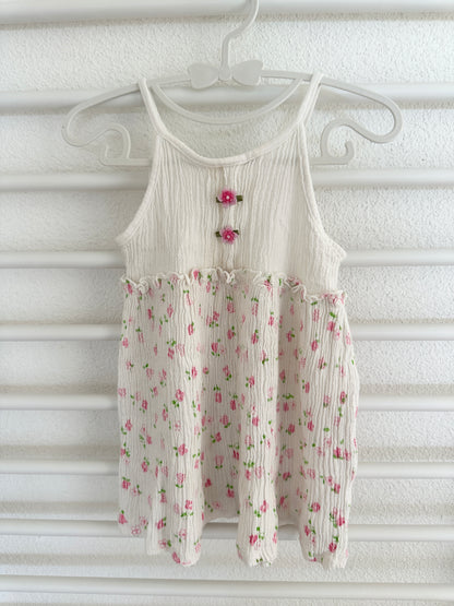 Weisses Kleid mit rosa Blümchen Gr. 74