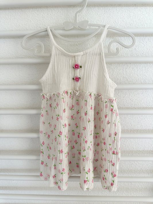 Weisses Kleid mit rosa Blümchen Gr. 74