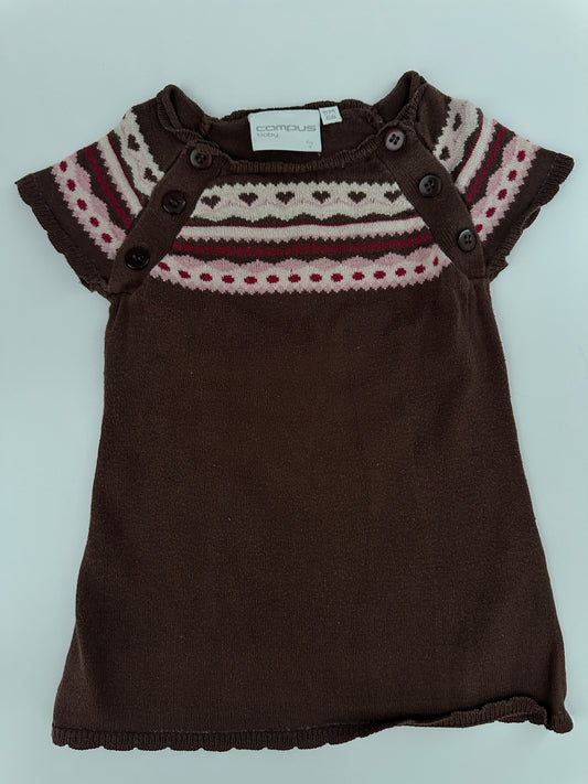 Strickkleid Herzmuster Braun Gr. 68