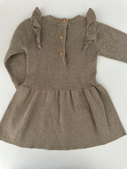 Baby Strickkleid Braun Rüschen C&A Gr. 80