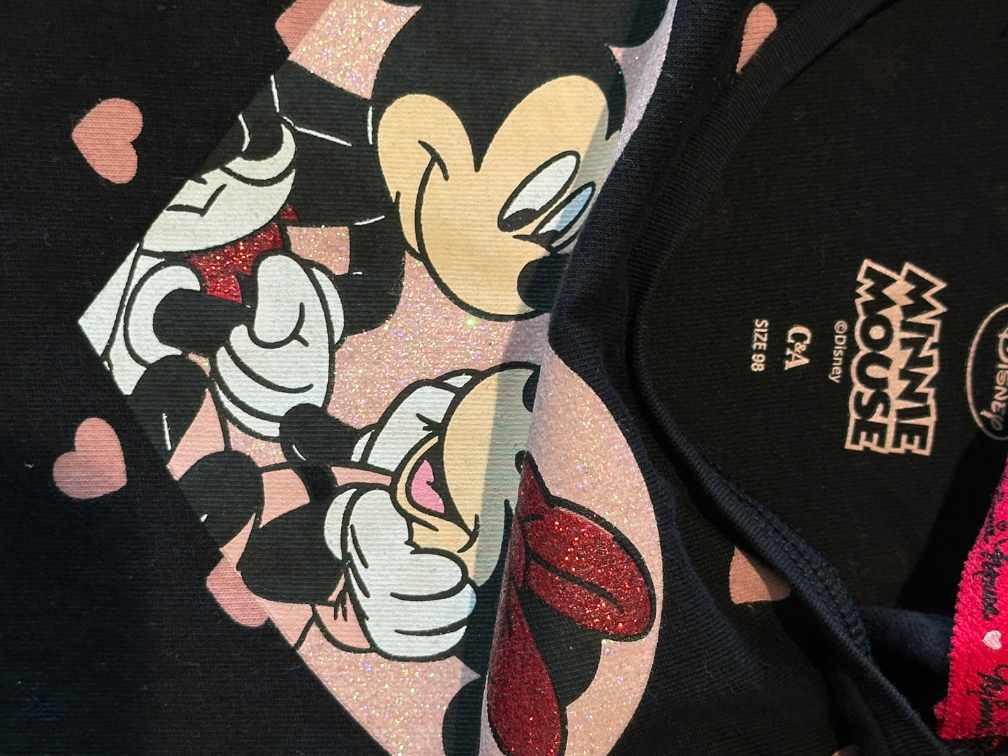 Kleid Mickey & Minnie mit rosa Herzen Gr. 98