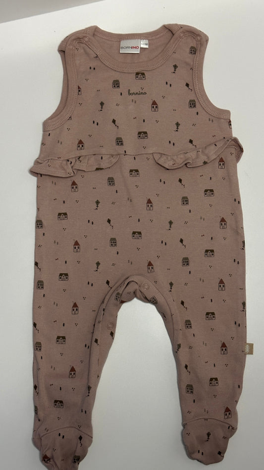 Baby Strampler altrosa mit Print Gr. 62/68