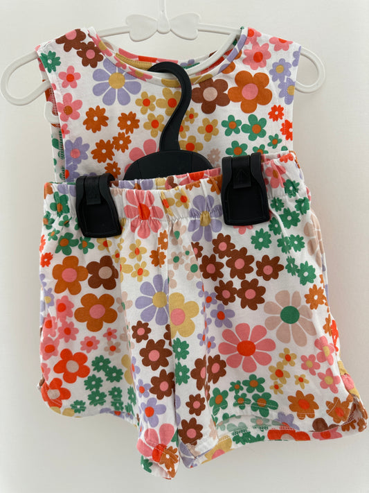 Top & Hose Set mit farbigen Blumen Gr. 98/104