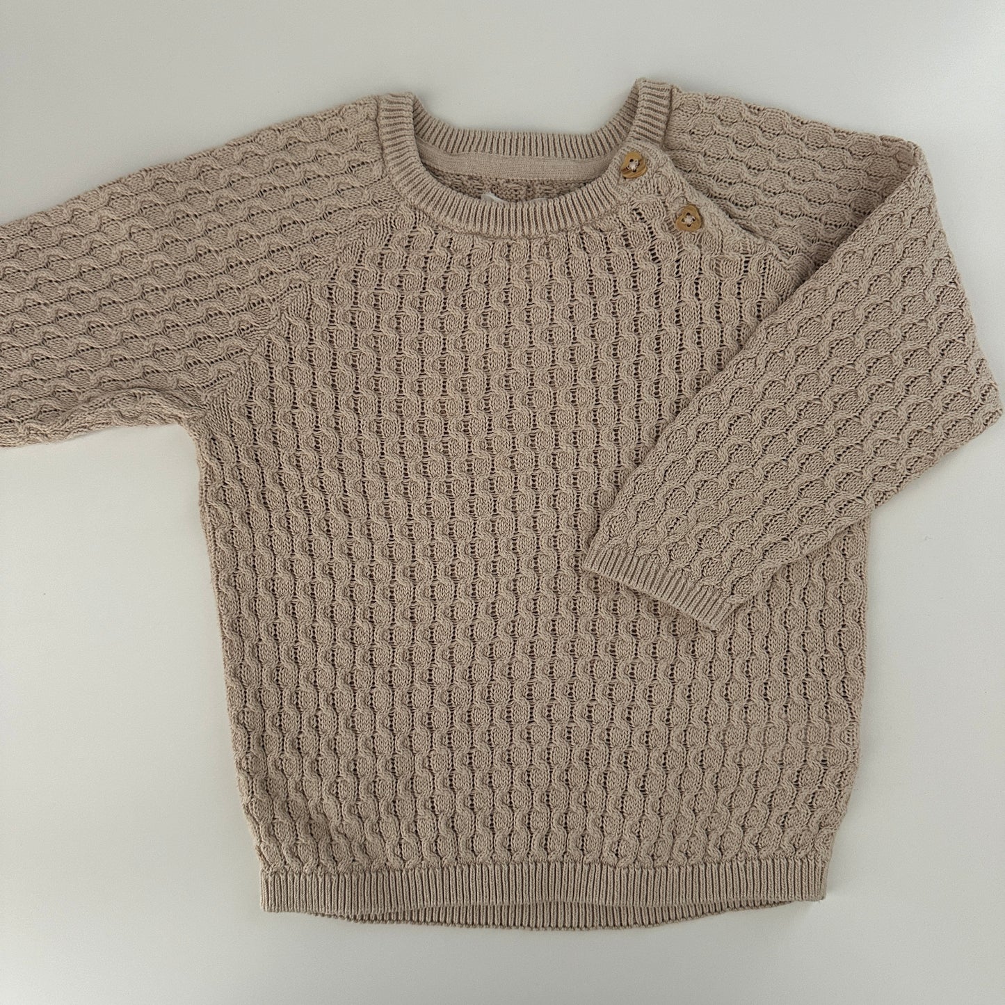 Baby Strickpullover Beige Strukturmuster C&A Gr. 80