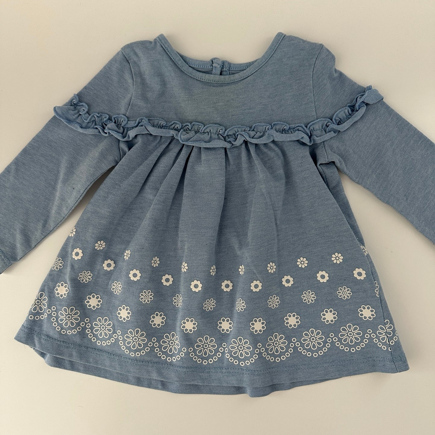 Baby Kleid Blau Blumen Baby Club Gr. 68