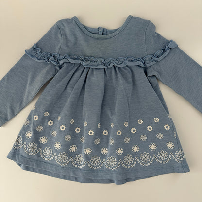 Baby Kleid Blau Blumen Baby Club Gr. 68