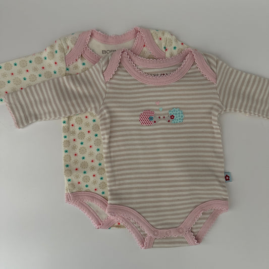 Baby Body Set Langarm 2er Pack BORNINO Gr. 62 Rosa/Beige