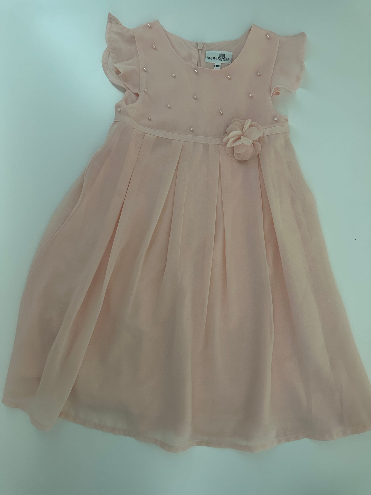 Mädchen Festkleid Rosa Perlendetails & Chiffon-Look Gr. 110