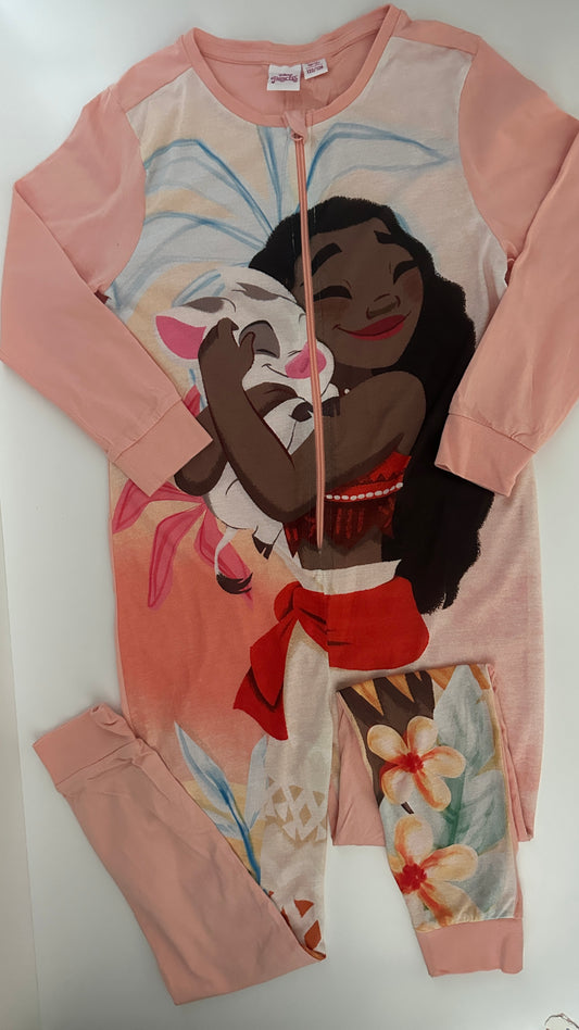 Mädchen Overall Gr. 122/128 – Disney Vaiana Schlafanzug mit Reissverschluss