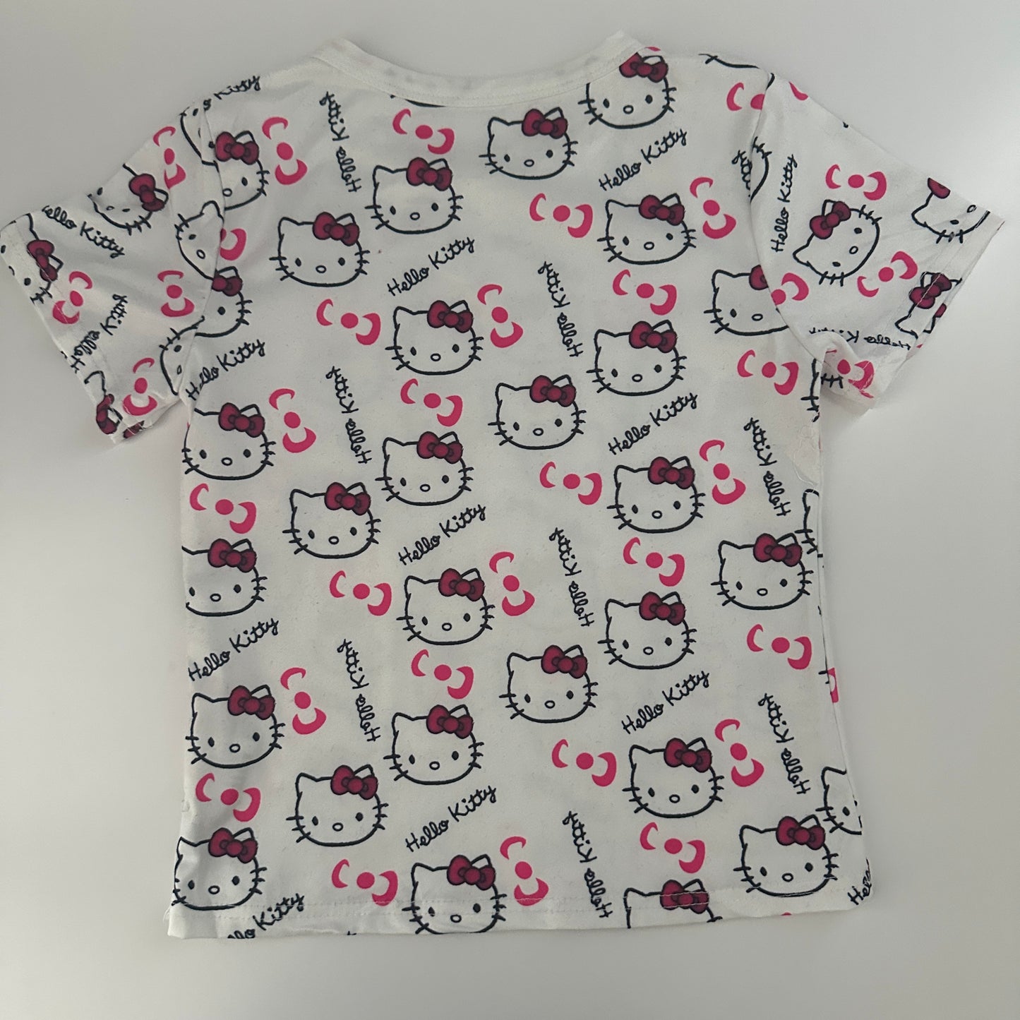 Mädchen T-Shirt Hello Kitty Weiss Gr. 120 – Kurzarm & Allover Print